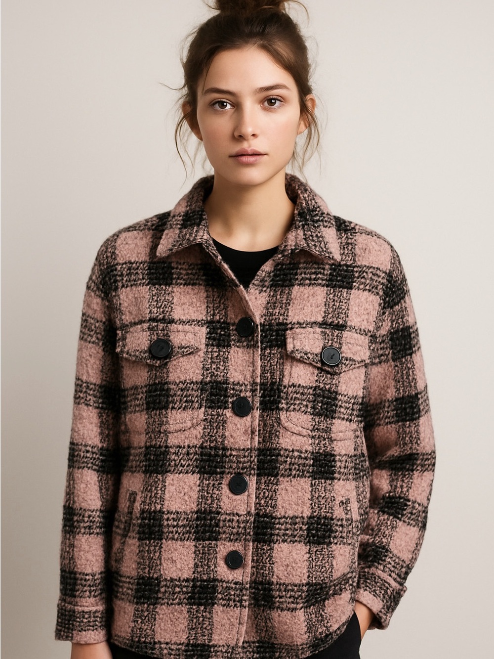 Zara Plaid Button Front Flannel Size S Oversized Camping Travel Outdoors